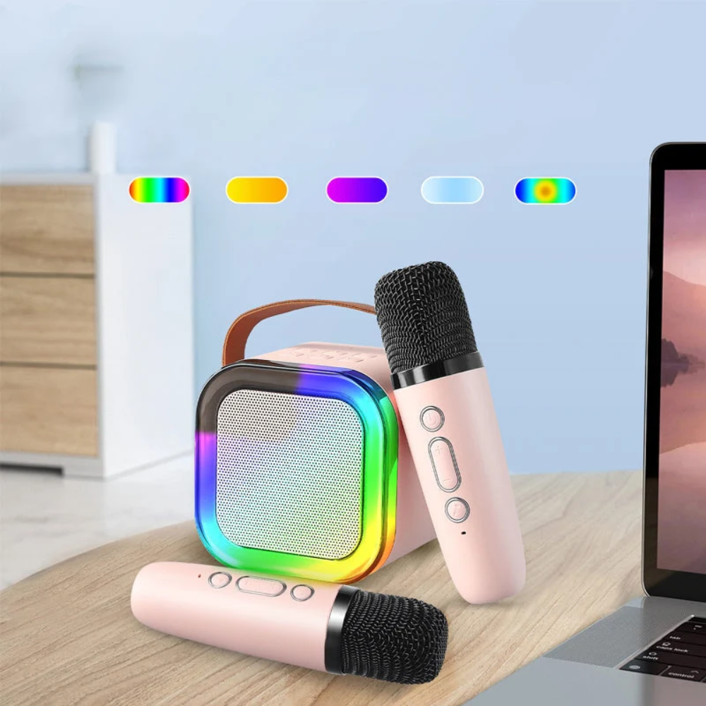 Mini Karaoke Set – Portable Bluetooth Speaker with 2 Wireless Microphones