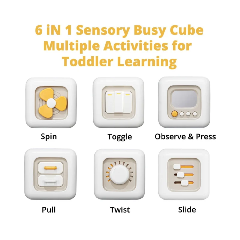 Montessori 6-in-1 Activity Cube for Toddlers – Educational Sensory Busy Toy