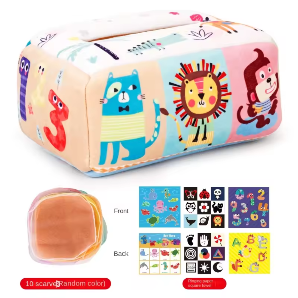 Montessori Baby Tissue Box Toy – Sensory Activity Toy for Infants & Toddlers