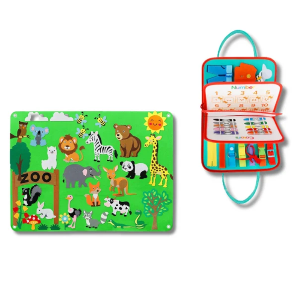 Montessori Learning Bundle – Felt Farm Board and Busy Book