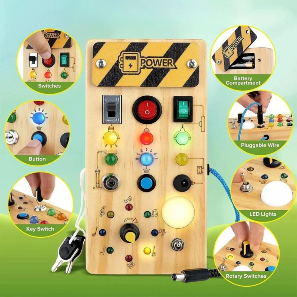 Montessori Wooden Busy Board for Toddlers – Interactive Sensory Learning Activity Toy