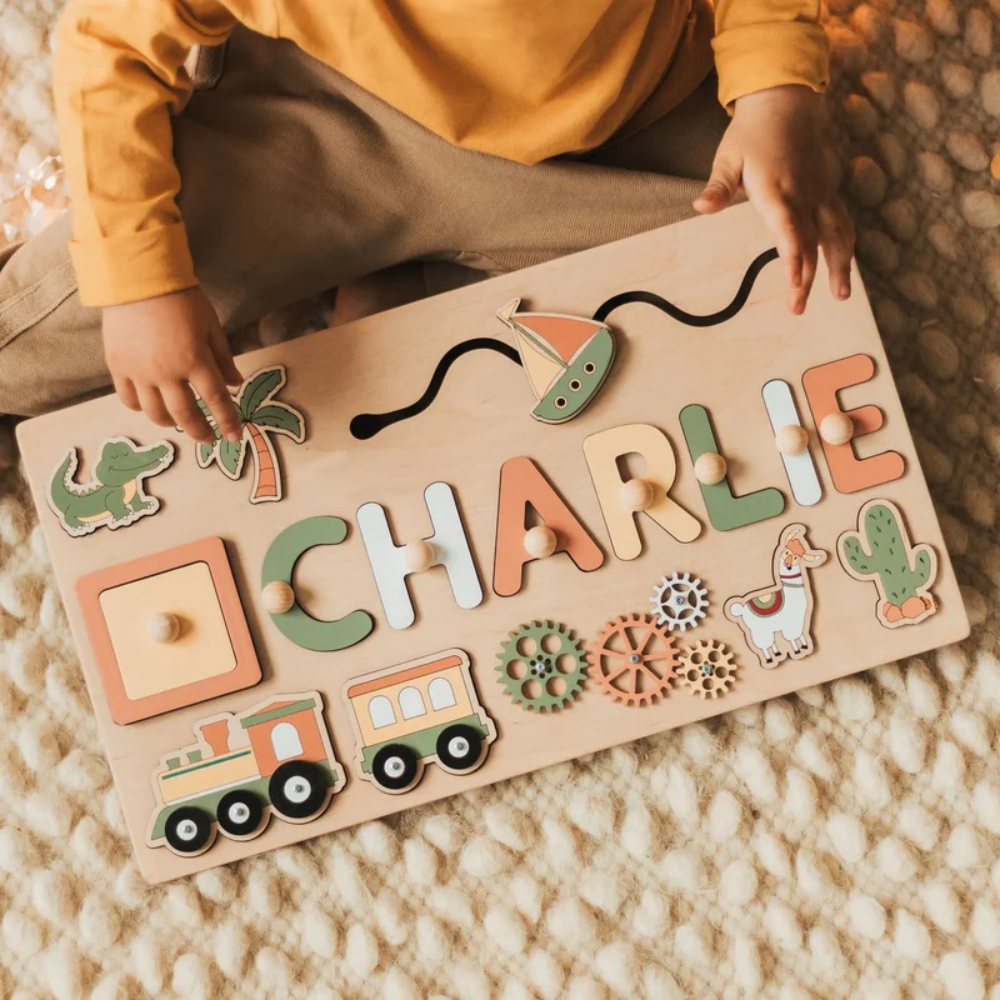 Personalized Wooden Name Puzzle – Custom Kids Learning Board