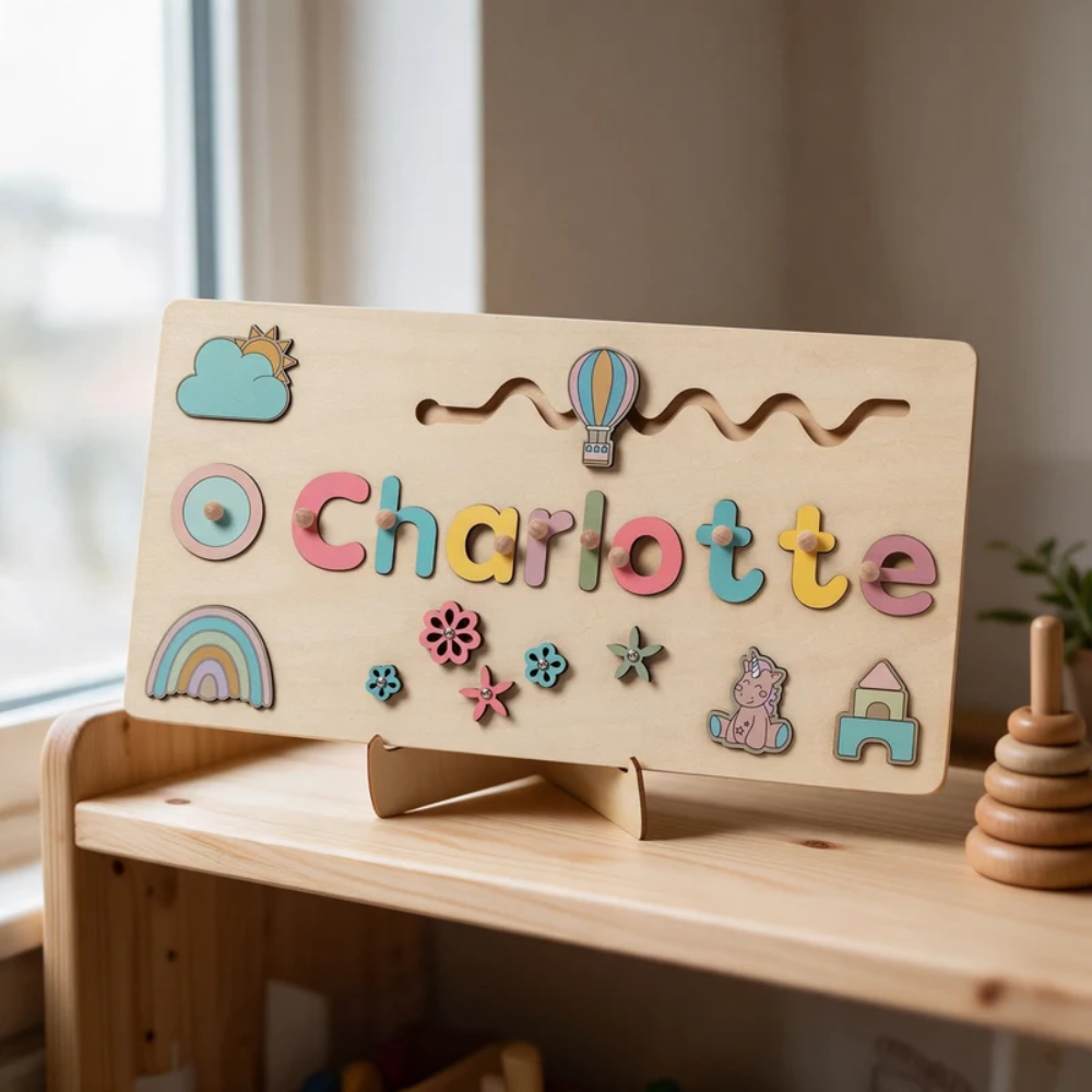 Personalized Wooden Name Puzzle – Custom Kids Learning Board