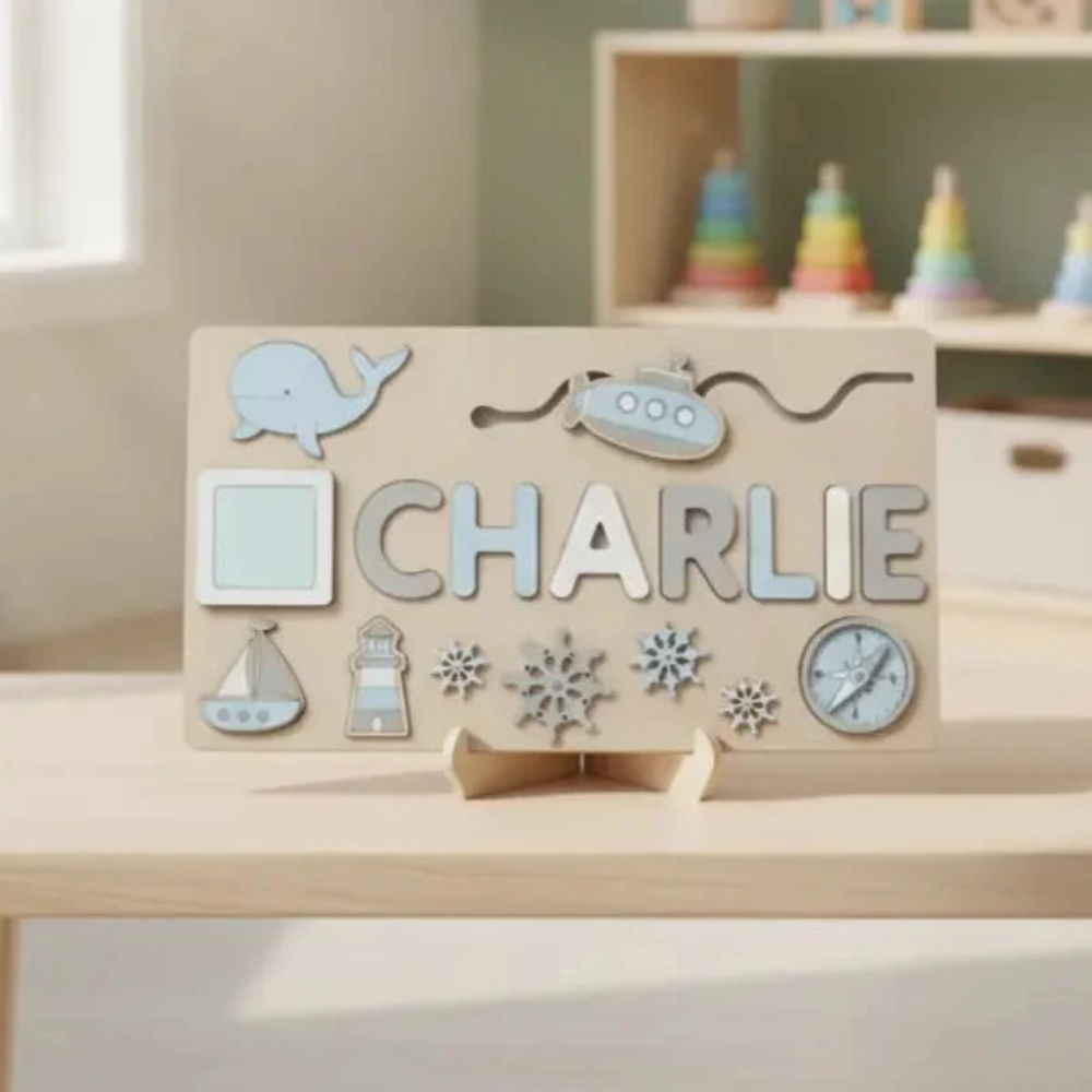 Personalized Wooden Name Puzzle – Custom Kids Learning Board