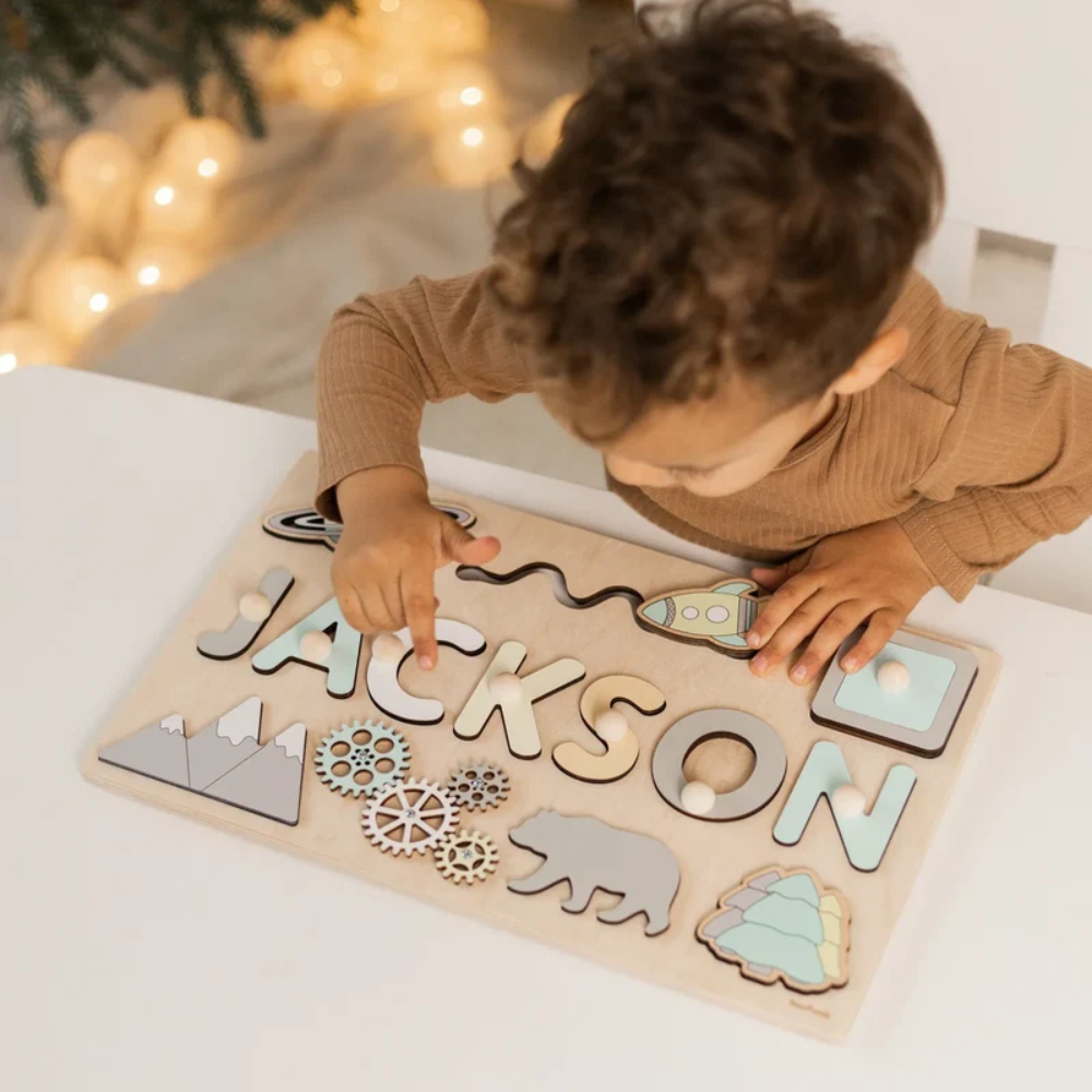 Personalized Wooden Name Puzzle – Custom Kids Learning Board