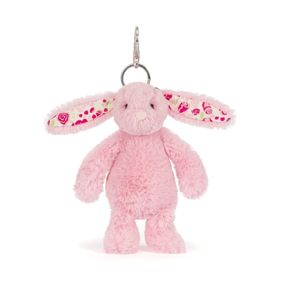 Pink Floral Bunny Bag Charm