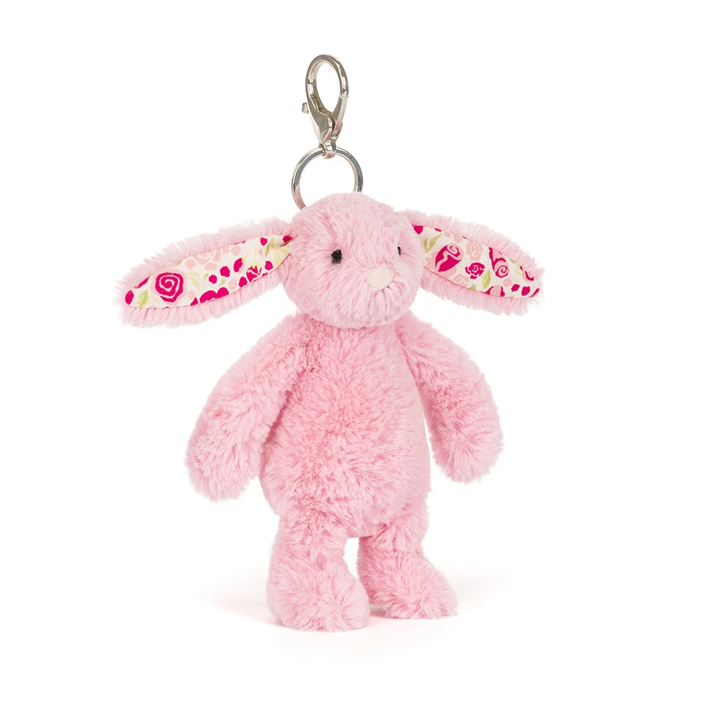 Pink Floral Bunny Bag Charm