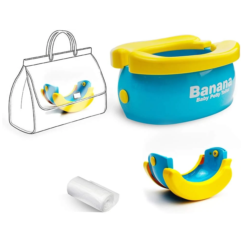 Portable Travel Potty for Kids – Foldable Toilet Training Seat with Disposable Bags