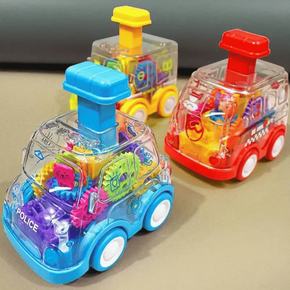 Push & Go Toy Car – Friction-Powered Vehicle with Moving Gears