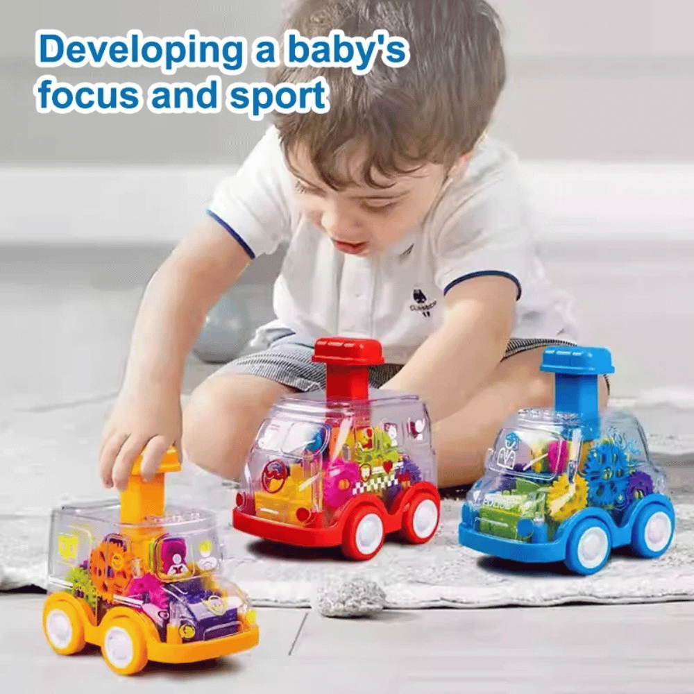 Push & Go Toy Car – Friction-Powered Vehicle with Moving Gears