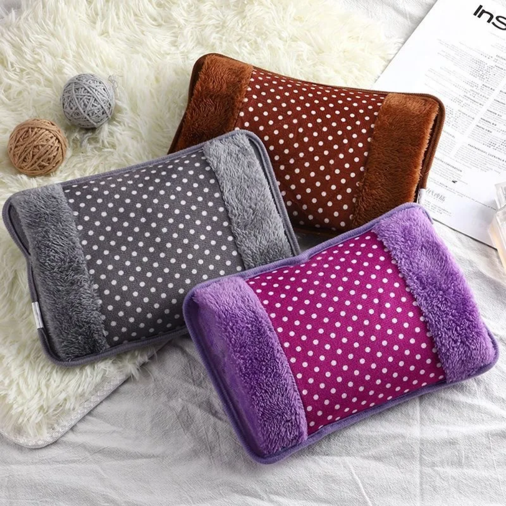 Rechargeable Electric Hot Water Bottle – Portable Heating Pad with Soft Plush Cover