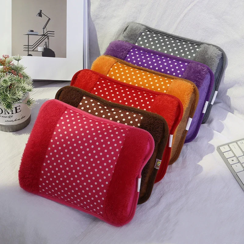Rechargeable Electric Hot Water Bottle – Portable Heating Pad with Soft Plush Cover