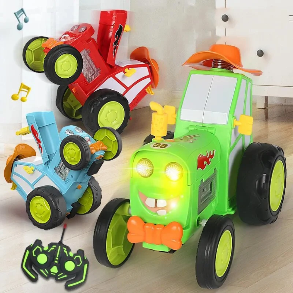 Remote Control Jumping Tractor Toy – RC Stunt Car with Music and Lights