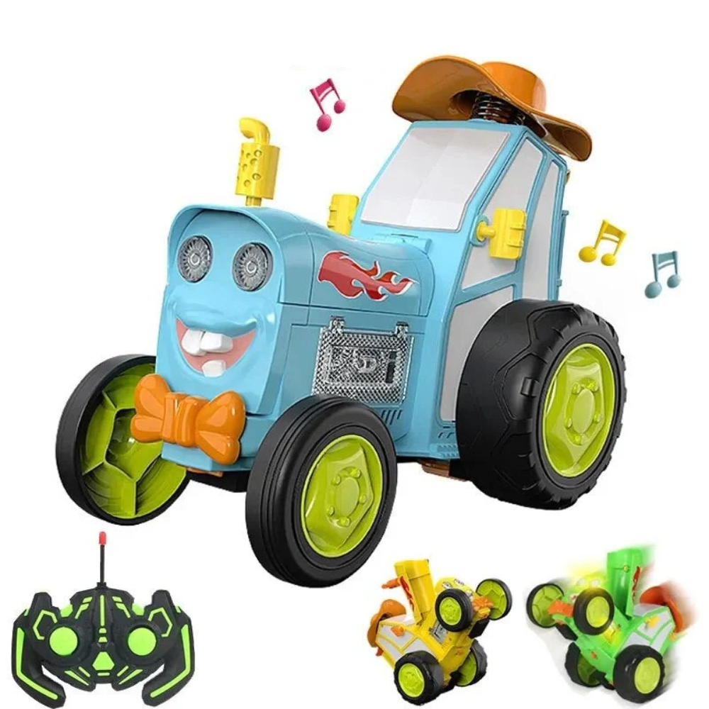 Remote Control Jumping Tractor Toy – RC Stunt Car with Music and Lights