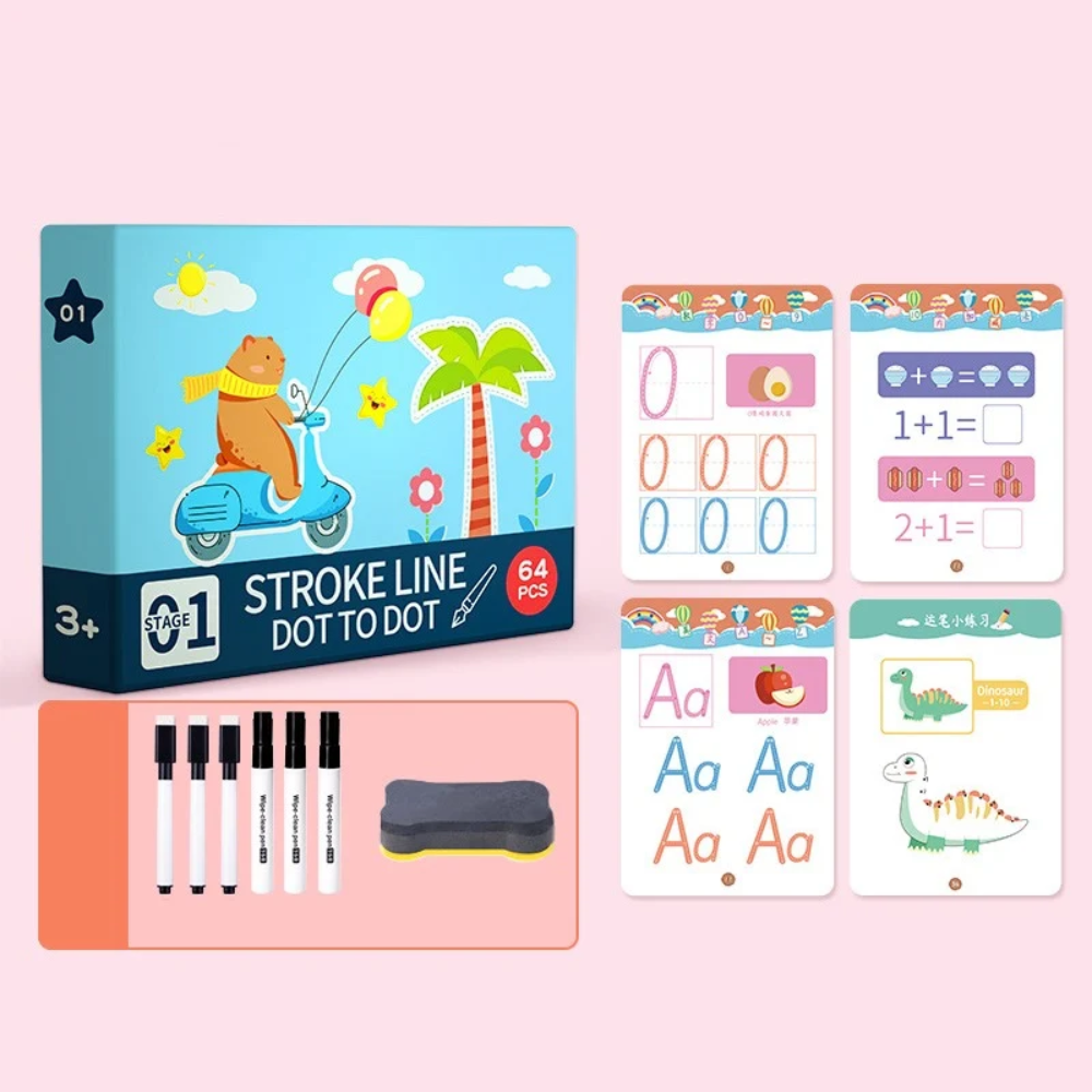 Reusable Handwriting Practice Book – Erasable Tracing & Drawing Workbook for Kids