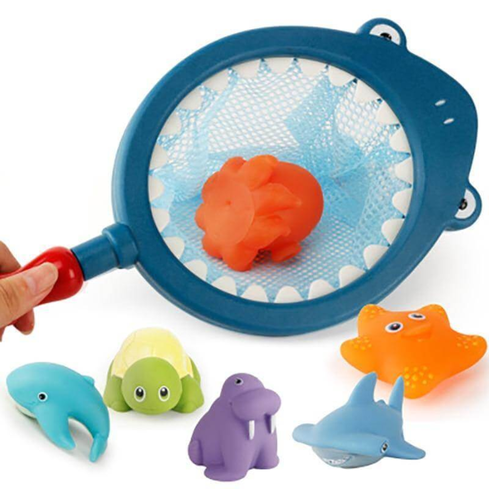 Baby Bath Toy Set with Net – Floating Sea Animal Bath Toys for Babies