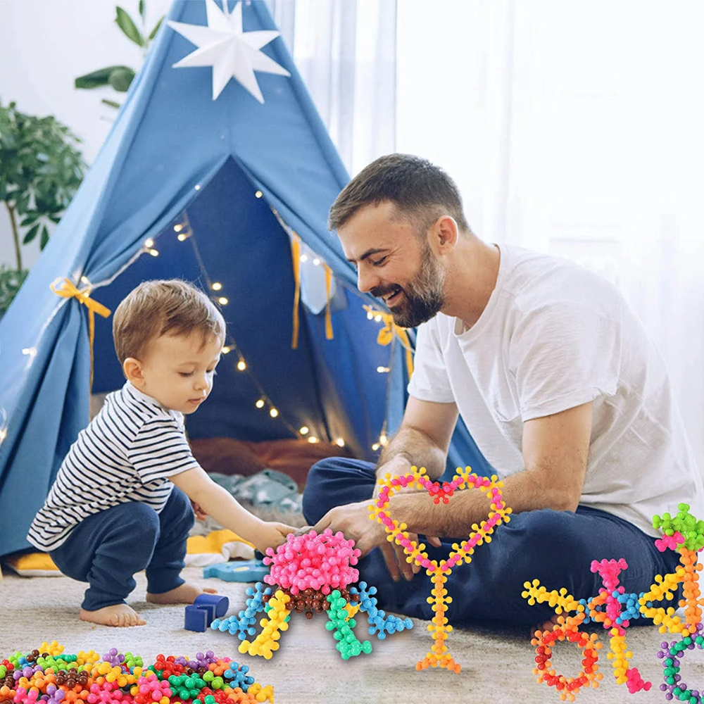 Snowflake Building Blocks – Colorful 3D Construction Toy for Kids