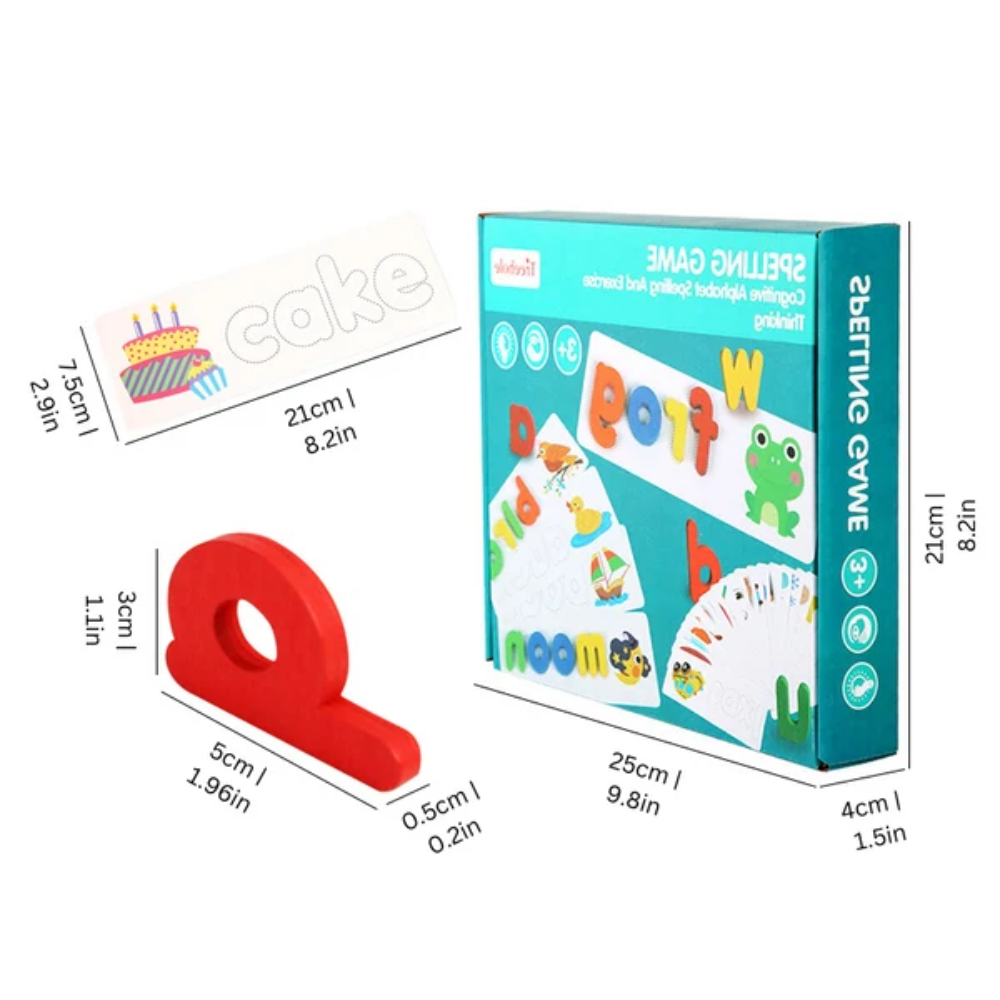 SpellMasters Kids Spelling Game – Wooden Letter Matching and Word Building Toy