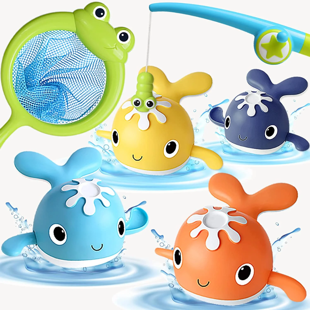 Swimming Whale Bath Toys – Fishing Play Set for Kids