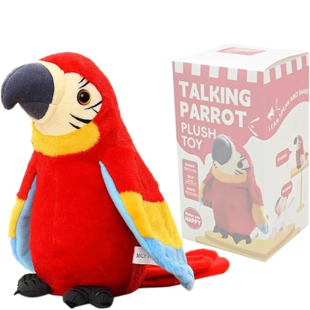 Talking Parrot Plush Toy – Interactive Repeat Talking Bird with Voice Recording and Moving Wings
