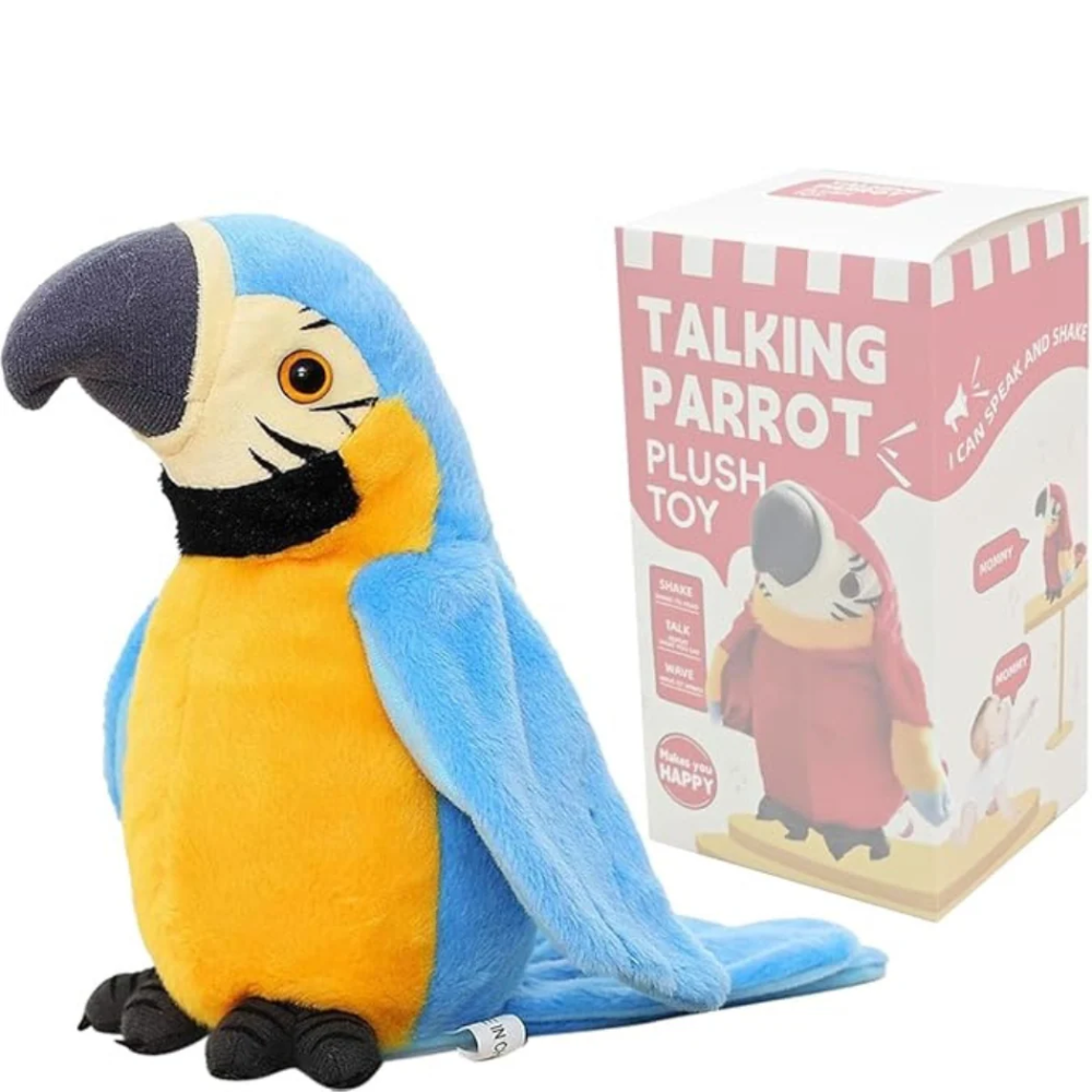 Talking Parrot Plush Toy – Interactive Repeat Talking Bird with Voice Recording and Moving Wings