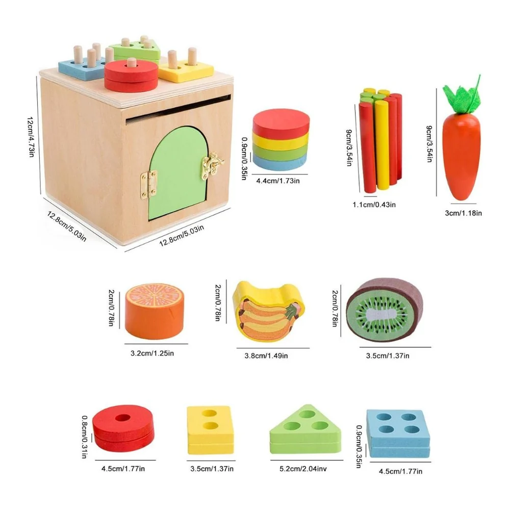 Toddler 6-in-1 Wooden Sorting Cube – Montessori-Inspired Educational Shape Matching and Stacking Toy