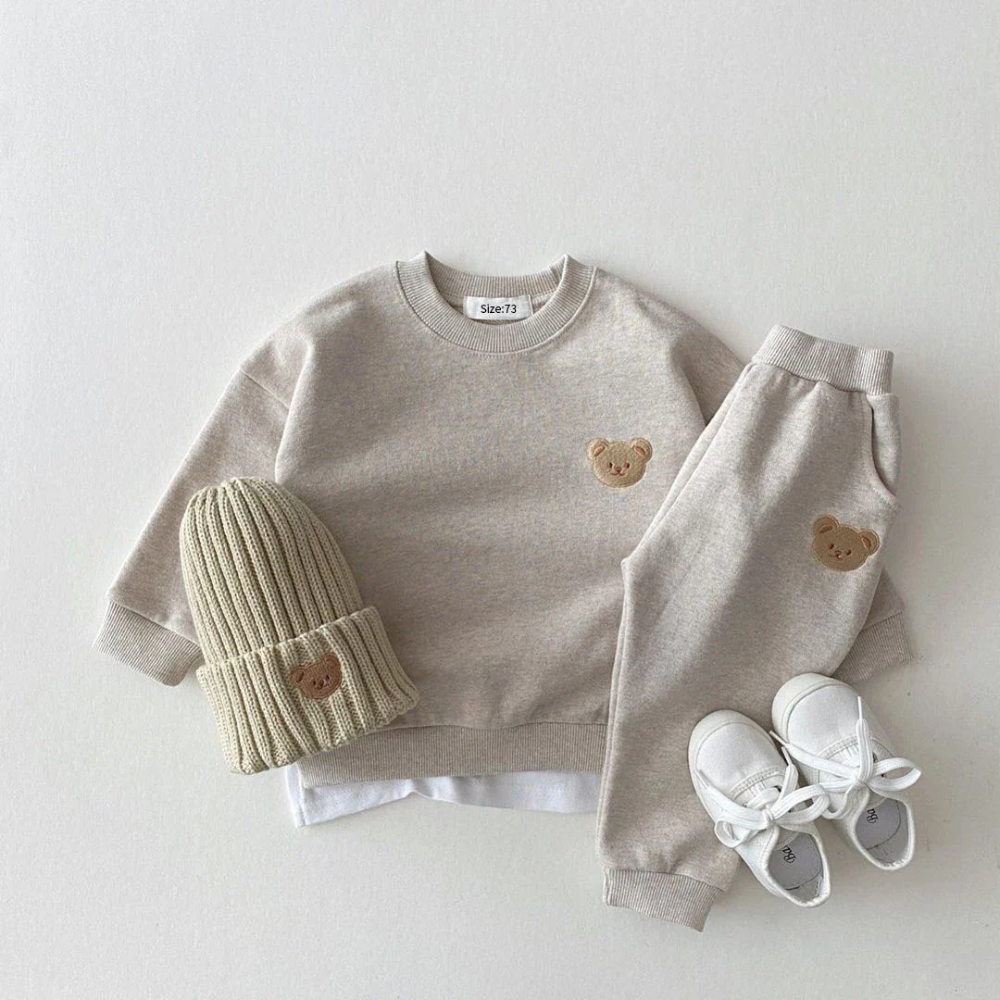 Toddler Bear Tracksuit Set – Long Sleeve Sweatshirt and Jogger Pants