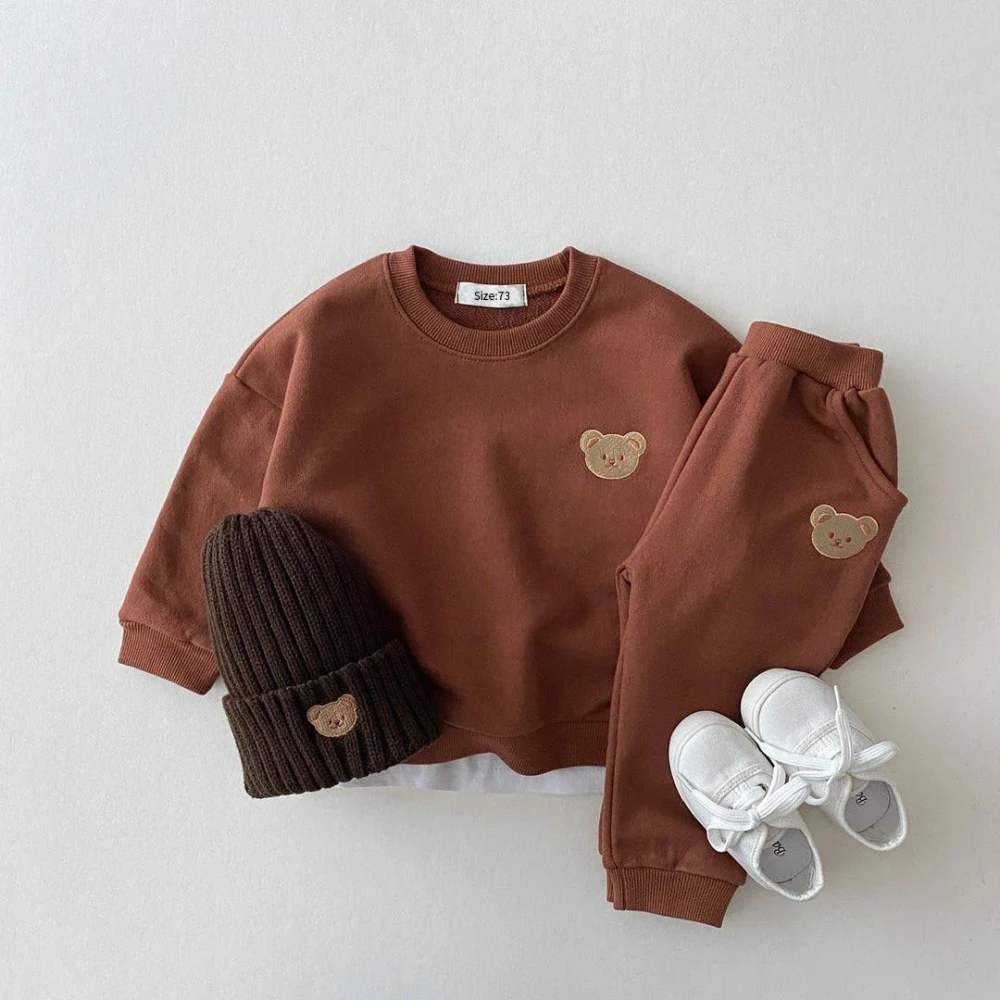 Toddler Bear Tracksuit Set – Long Sleeve Sweatshirt and Jogger Pants