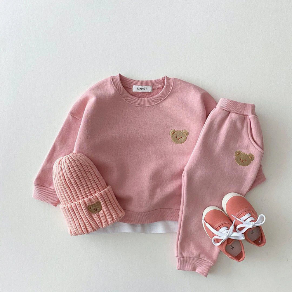 Toddler Bear Tracksuit Set – Long Sleeve Sweatshirt and Jogger Pants