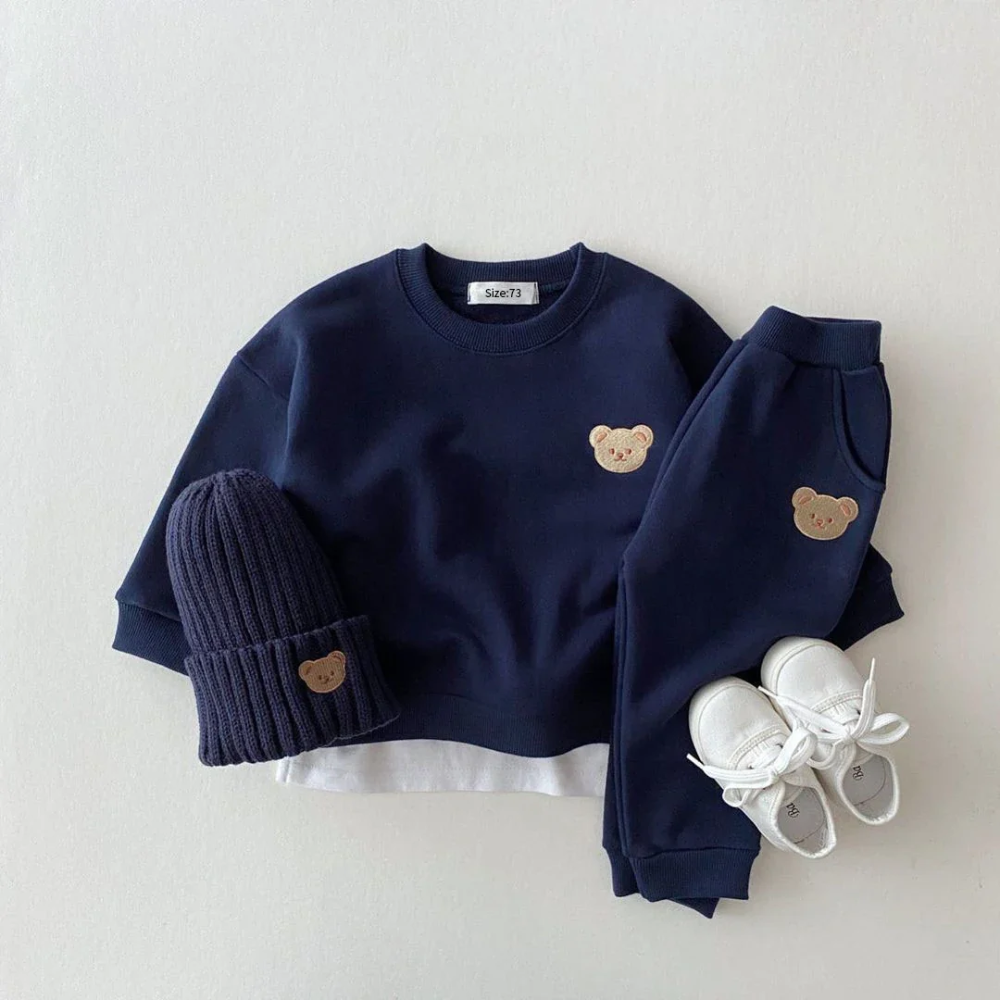 Toddler Bear Tracksuit Set – Long Sleeve Sweatshirt and Jogger Pants