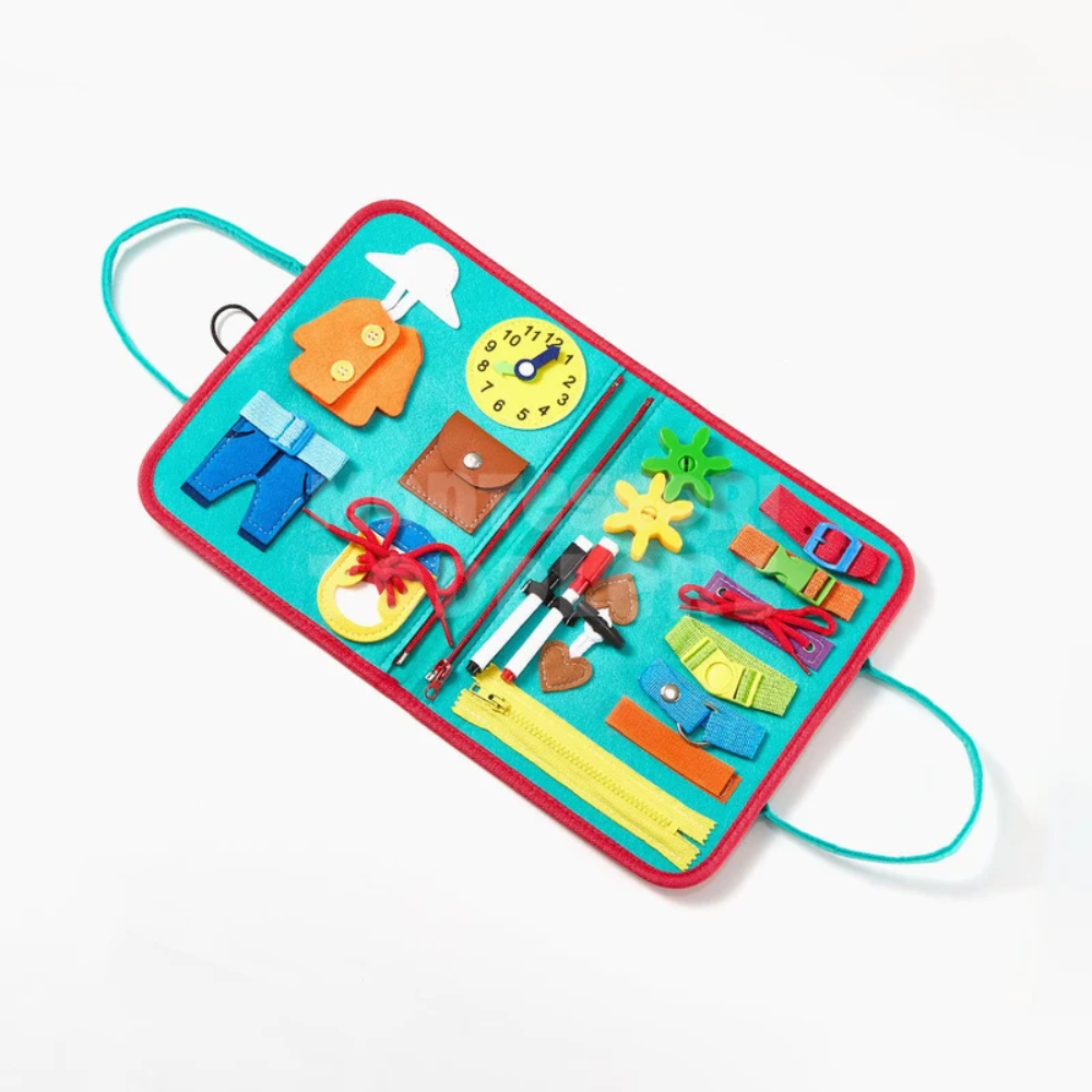Toddler Educational Travel Bag – Portable Montessori Busy Board Learning Activity Set