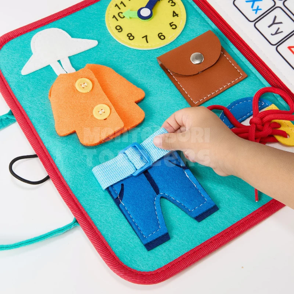 Toddler Educational Travel Bag – Portable Montessori Busy Board Learning Activity Set