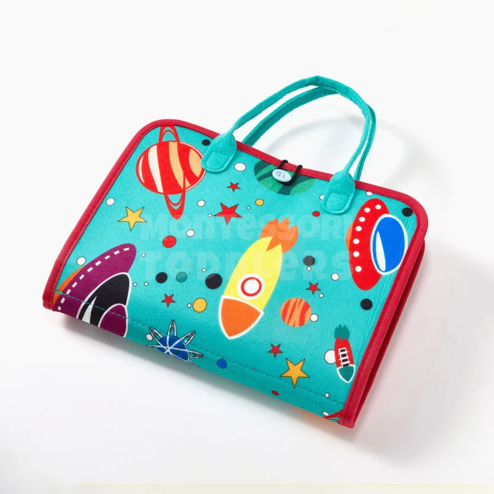 Toddler Educational Travel Bag – Portable Montessori Busy Board Learning Activity Set