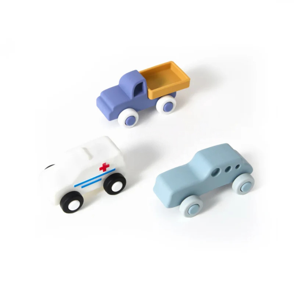 Toddler Mini Toy Cars – 3 Piece Soft Vehicle Set for Imaginative Play