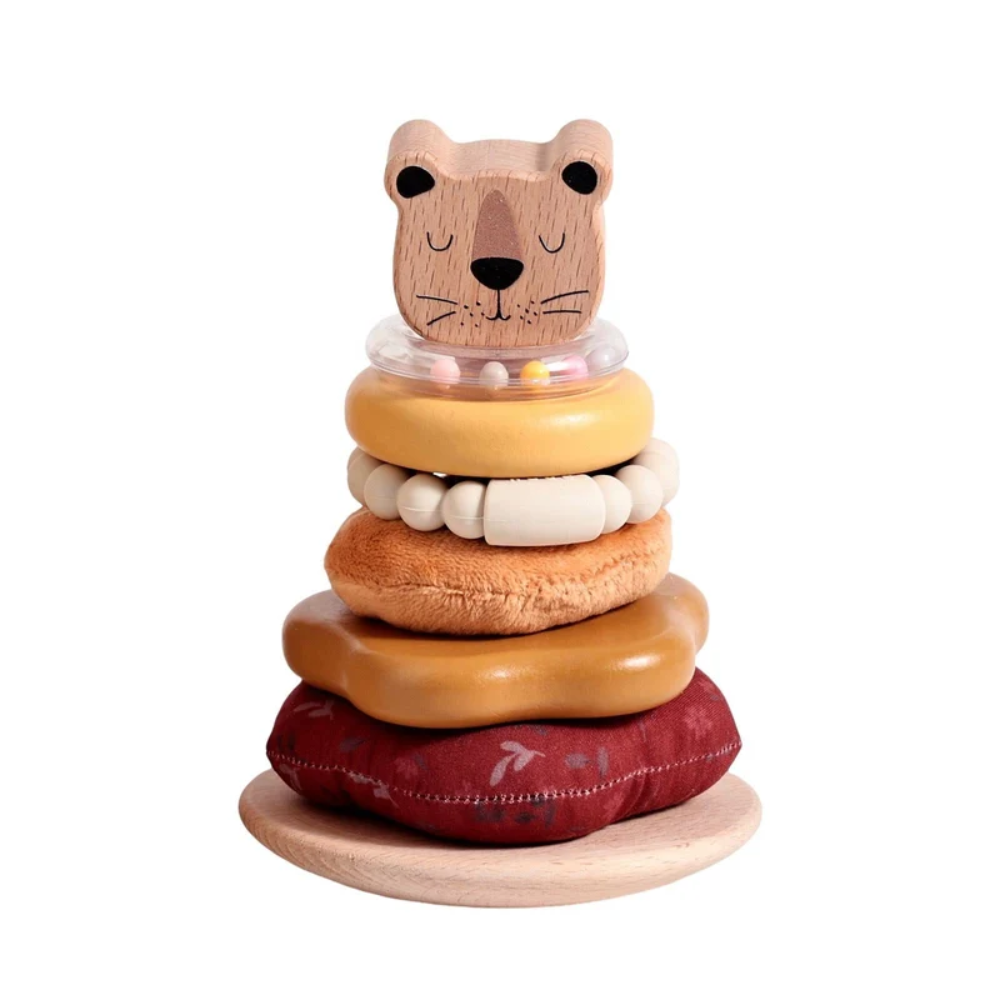 Toddler Stacking and Nesting Rings – Wooden Bear Sensory Learning Toy