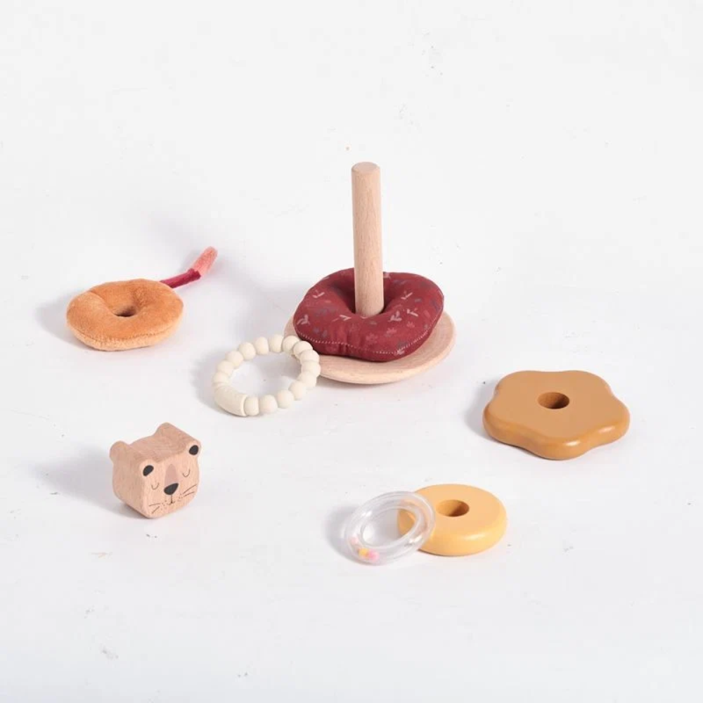 Toddler Stacking and Nesting Rings – Wooden Bear Sensory Learning Toy
