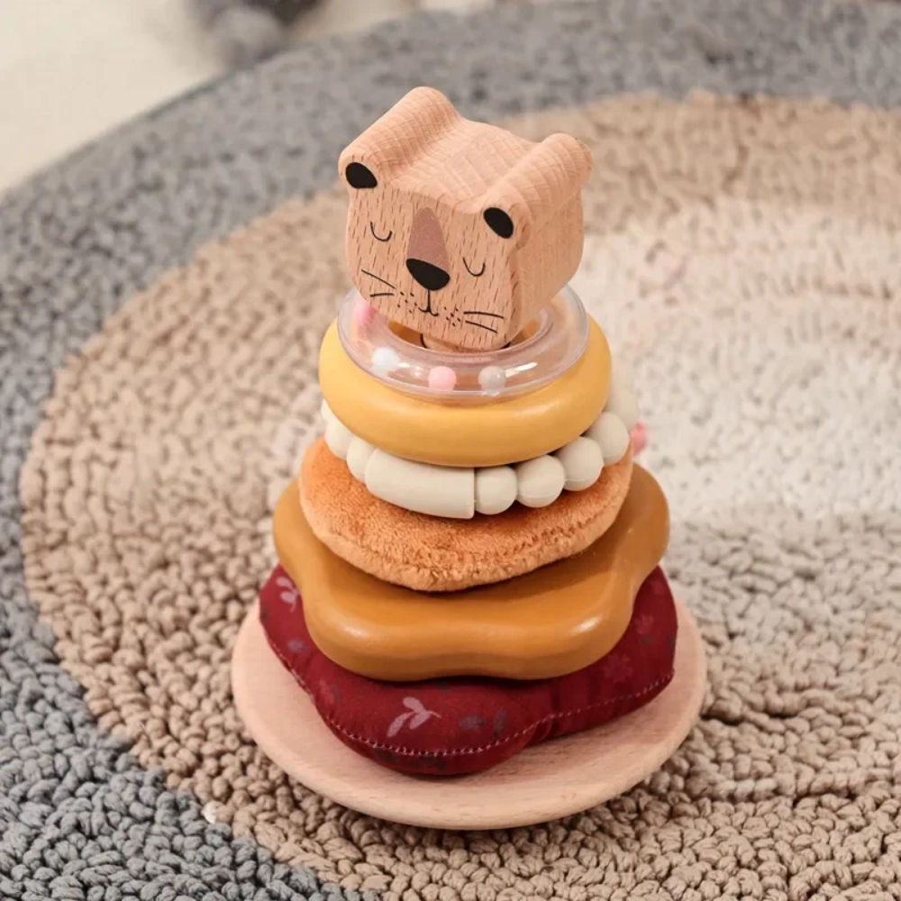 Toddler Stacking and Nesting Rings – Wooden Bear Sensory Learning Toy