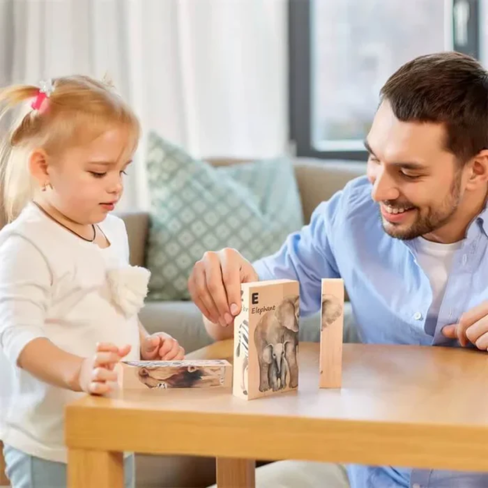 Toddler Wooden Animal Chunky Puzzle – Educational Shape Matching and Learning Toy
