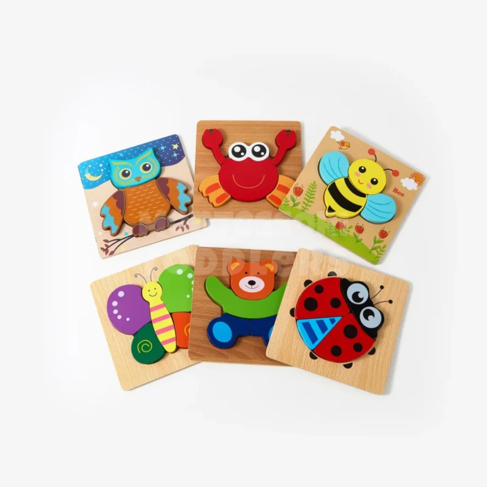 Toddler Wooden Animal Puzzles – 6 Pack Educational Animal Matching Set