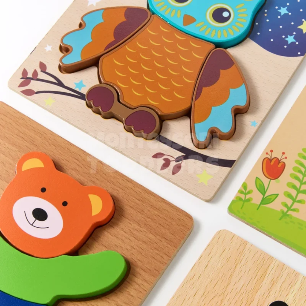 Toddler Wooden Animal Puzzles – 6 Pack Educational Animal Matching Set