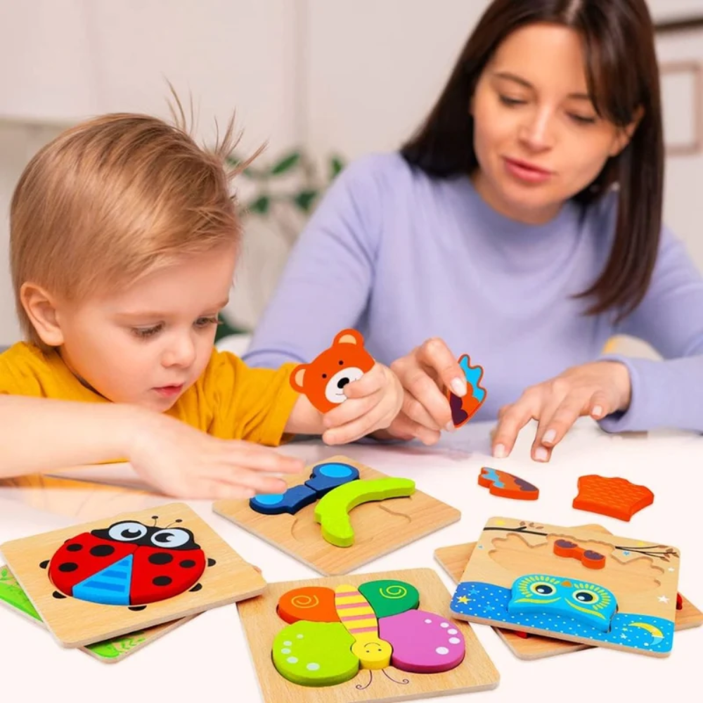 Toddler Wooden Animal Puzzles – 6 Pack Educational Animal Matching Set