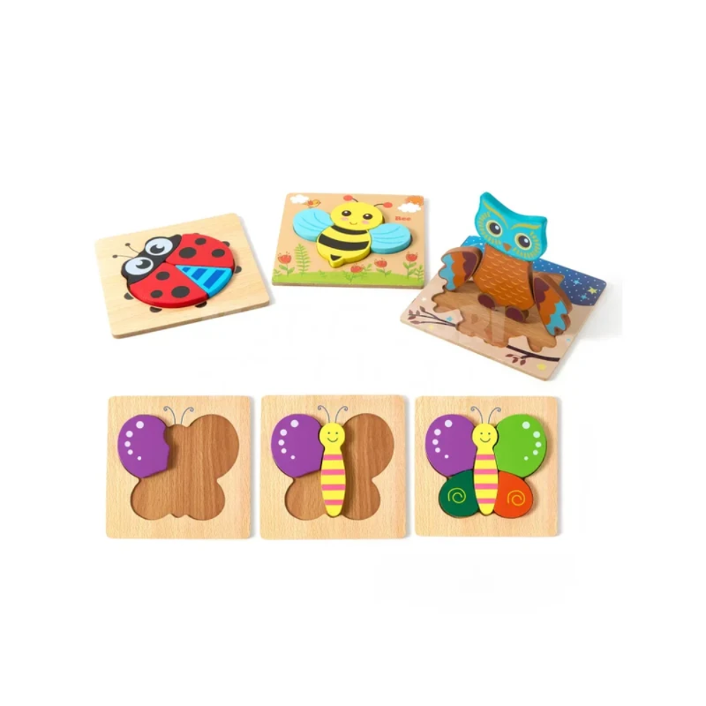 Toddler Wooden Animal Puzzles – 6 Pack Educational Animal Matching Set