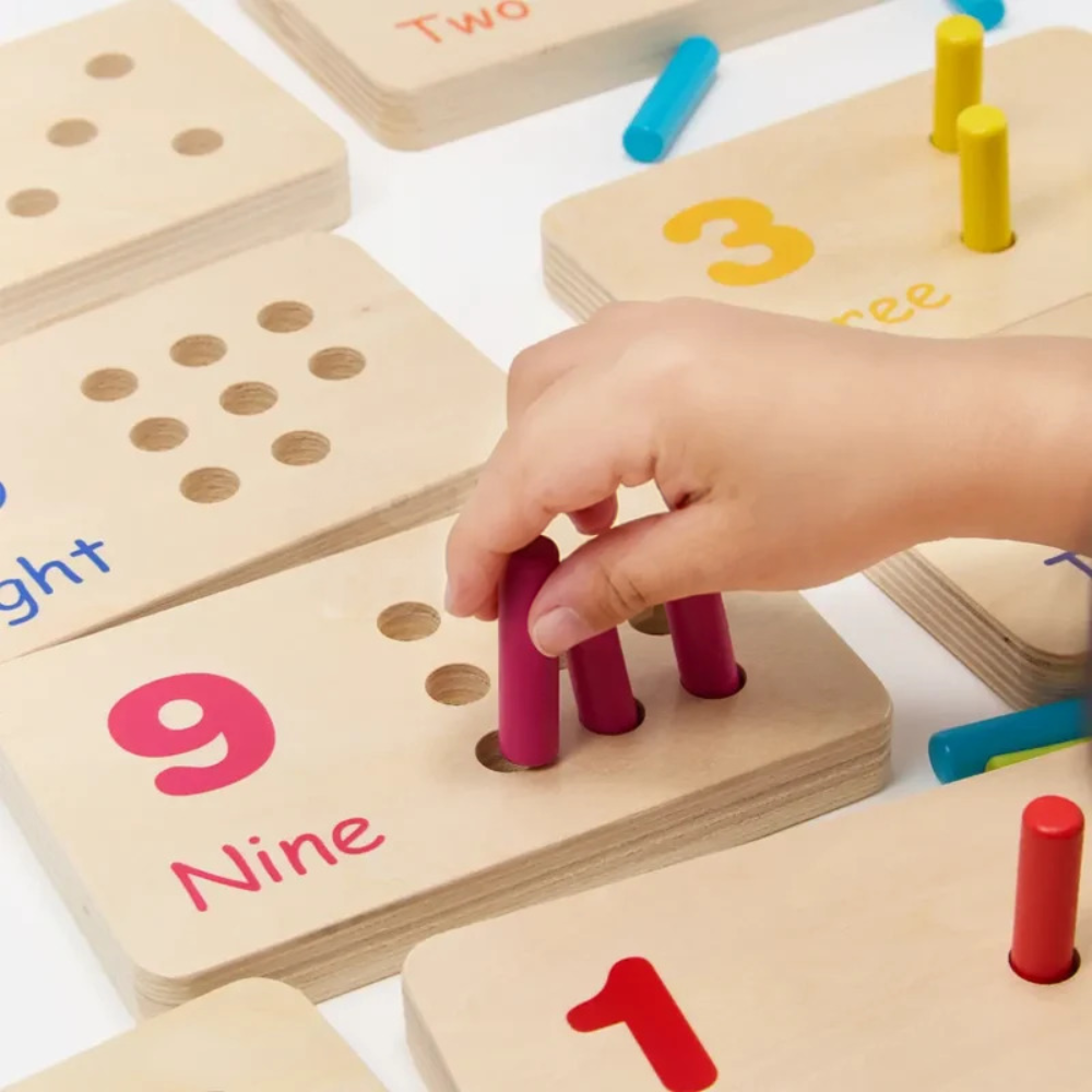 Toddler Wooden Counting Board – Educational Number Matching and Math Learning Toy