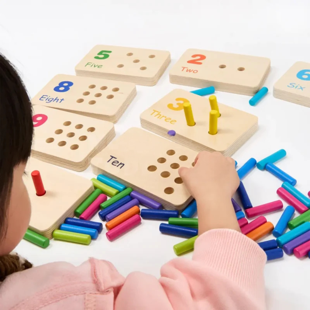 Toddler Wooden Counting Board – Educational Number Matching and Math Learning Toy