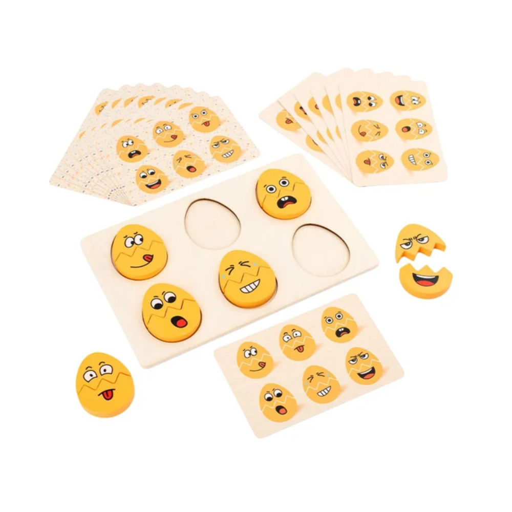 Toddler Wooden Egg Faces Matching Game – Educational Emotion Recognition Puzzle
