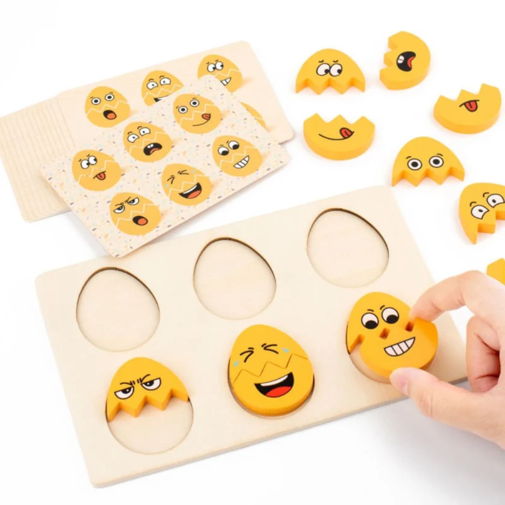 Toddler Wooden Egg Faces Matching Game – Educational Emotion Recognition Puzzle