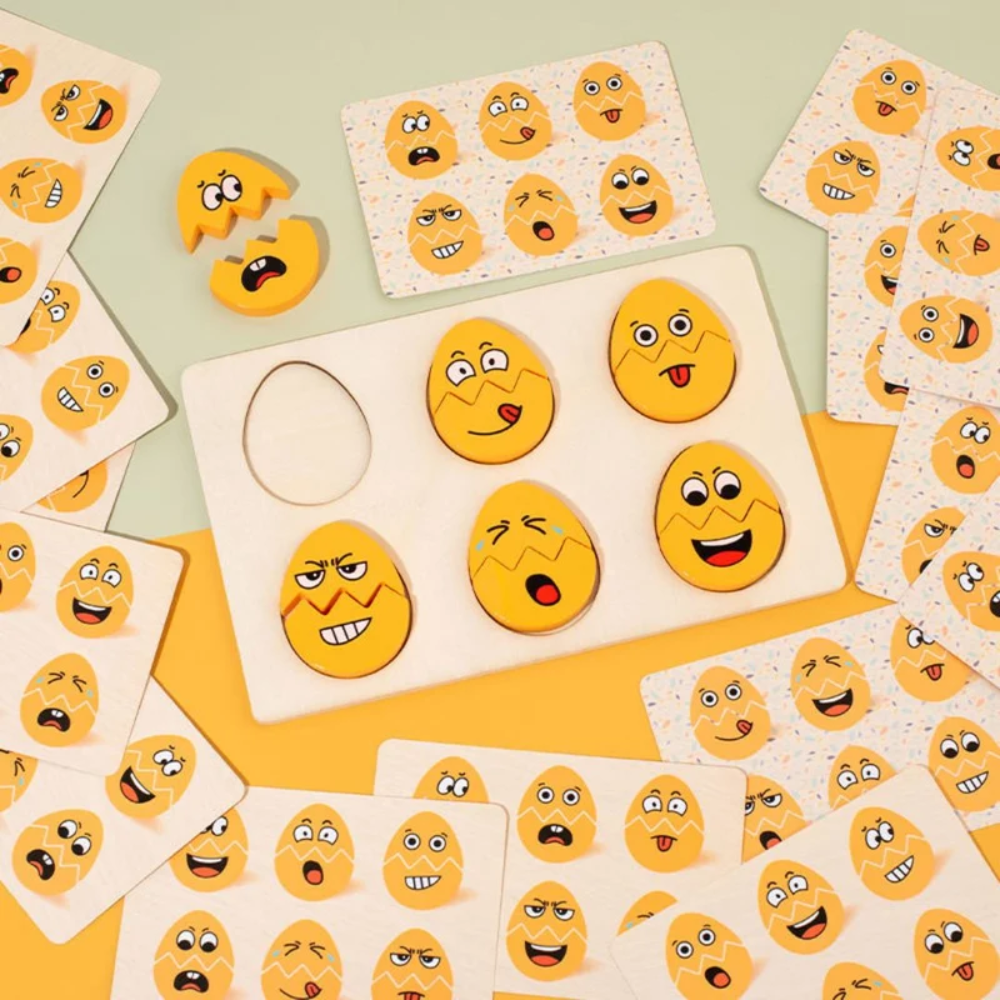 Toddler Wooden Egg Faces Matching Game – Educational Emotion Recognition Puzzle