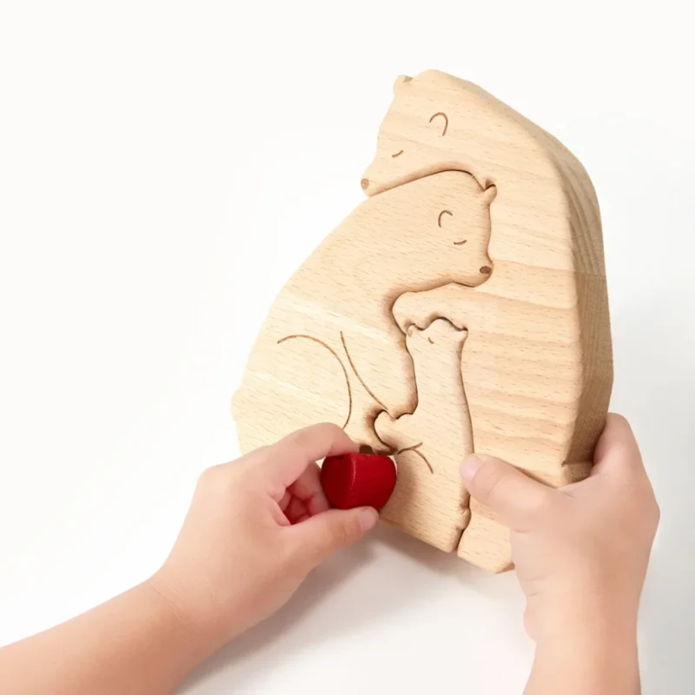 Toddler Wooden Hugging Bears – Educational Animal Matching and Stacking Toy