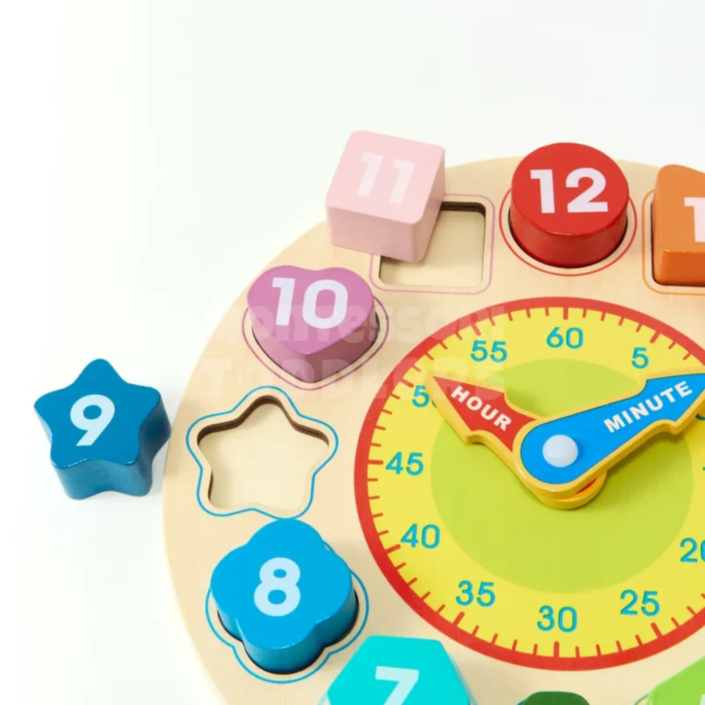 Toddler Wooden Learning Clock – Educational Time Telling and Number Recognition Toy
