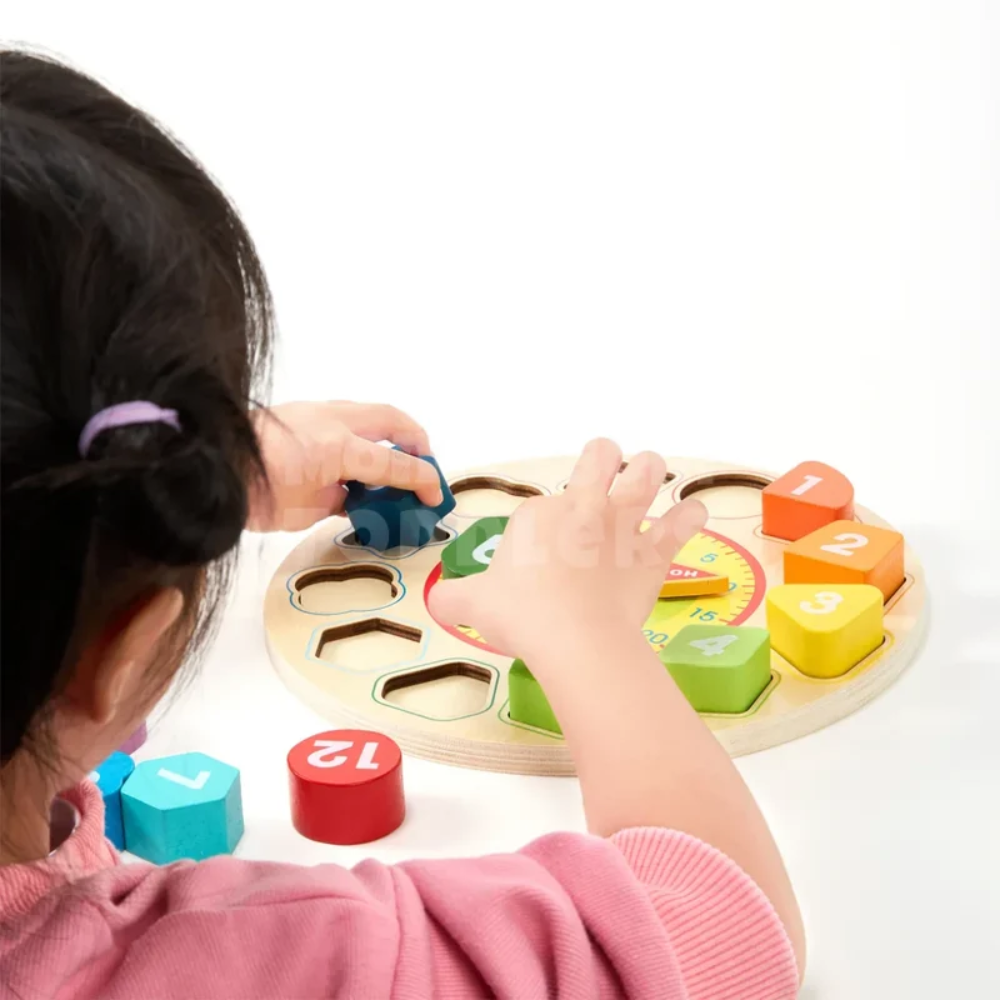 Toddler Wooden Learning Clock – Educational Time Telling and Number Recognition Toy